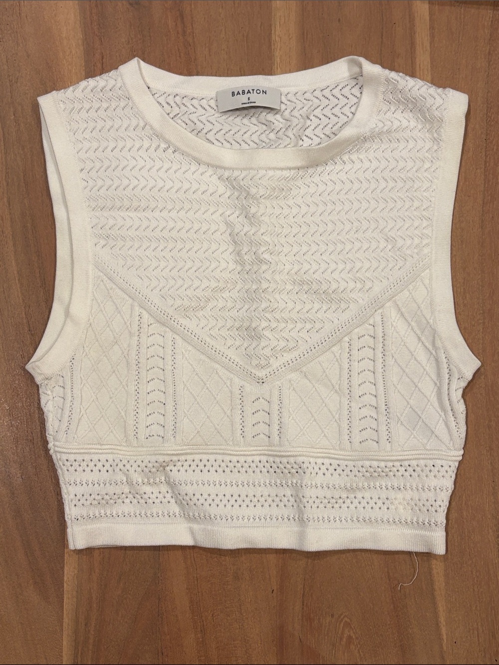 Aritzia Cream Crochet Knit Crop Tank